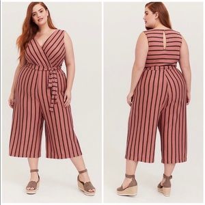 Torrid Dusty Rose Stripe Culotte Jumpsuit
